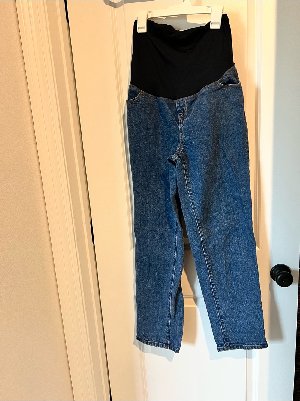 Maternity Blue Denim Jeans with Black Stretch Waistband